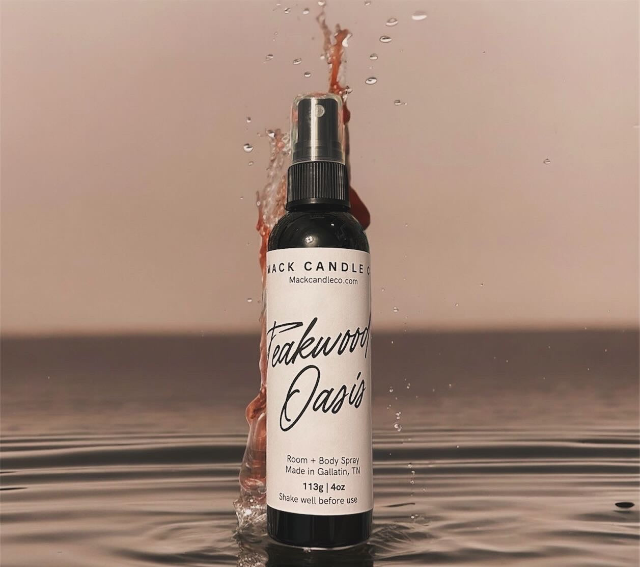 Teakwood Oasis Room + Body Spray perfect for bathrooms and safe for your skin to be used as a body spray!